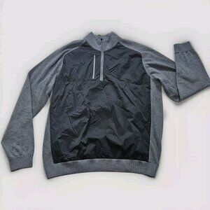 FJ FootJoy Wool Nylon 1/4 Zip Sweater Men 2XL Black Gray Golf Mockneck LS Casual